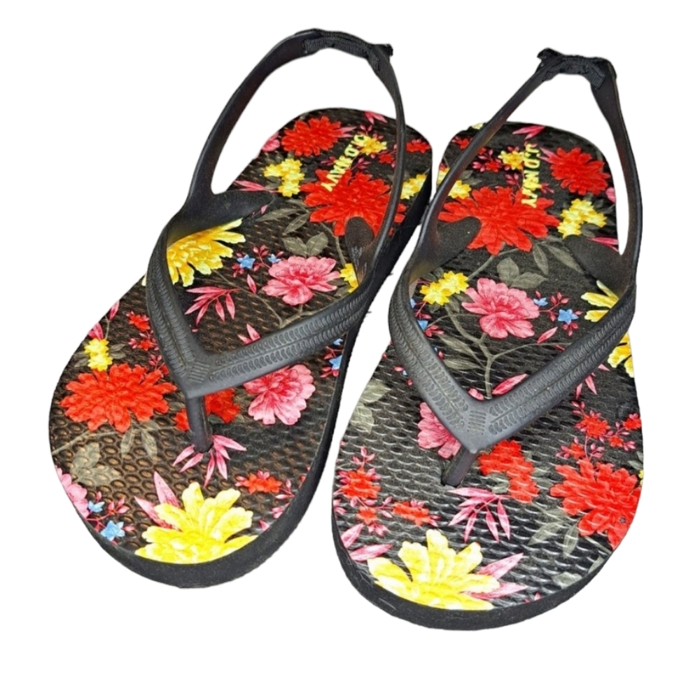 Old Navy Floral Flip Flops Sandals with Back Strap Tropical Summer Size 11
